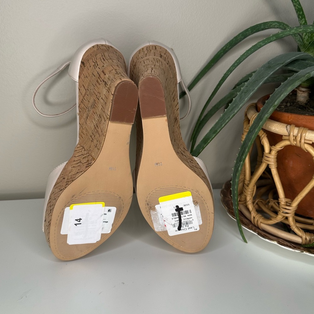 Charles by Charles David Lois Nude Cork Wedge Sandals Ankle Strap Platform 11M - Picture 7 of 15